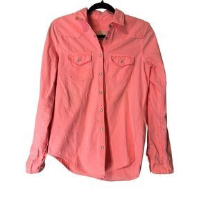 Ladies Western Snap Shirt By Hollister Size Small Bright Coral Y2K Retro